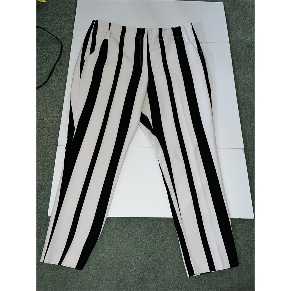 Beetle juice Striped Silk Black white  Pants Size US 16 7th Avenue